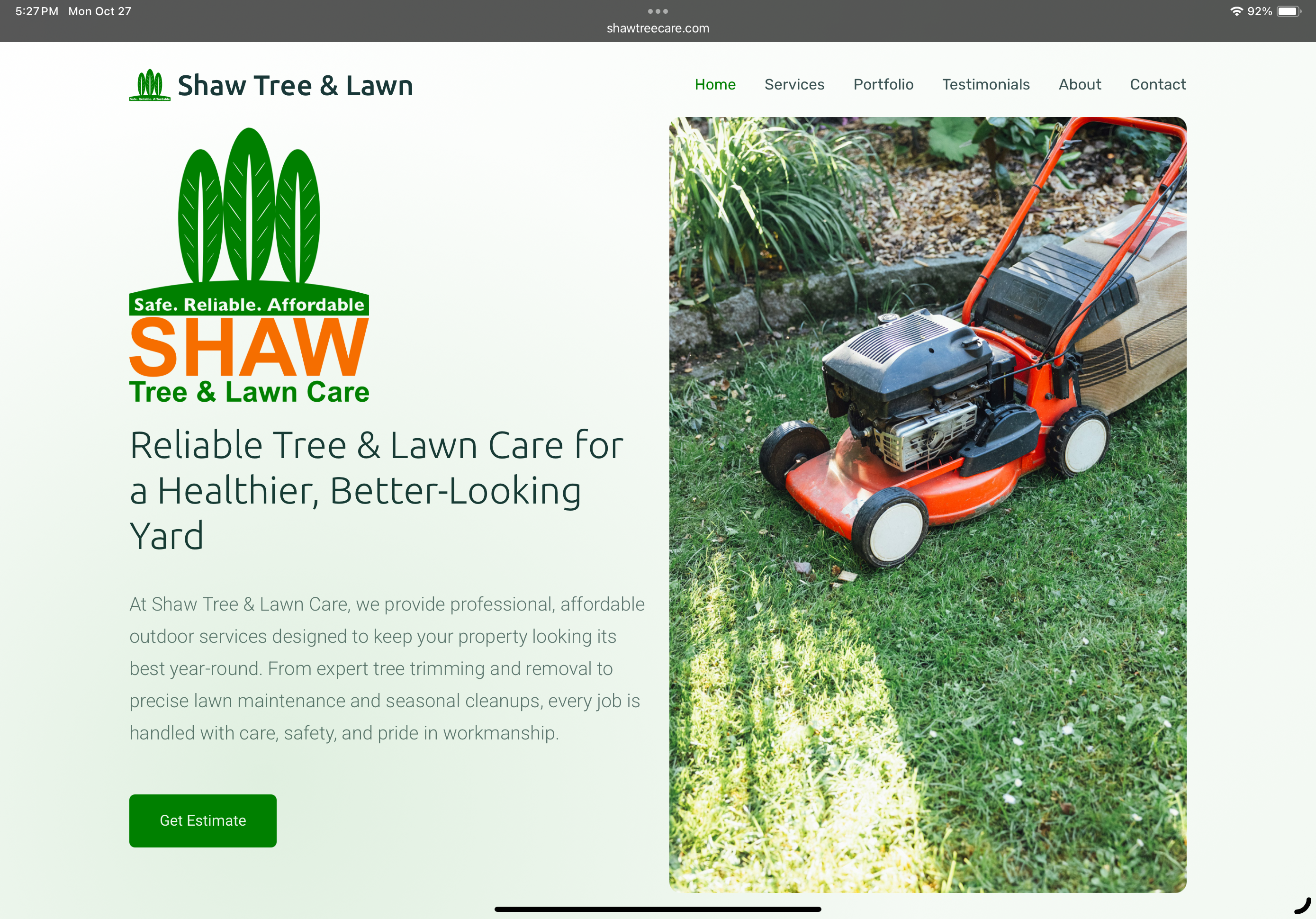 Shaw Tree & Lawn Care Website